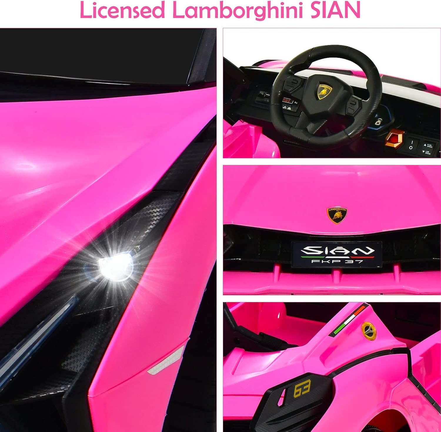 Kids 12V Licensed Lamborghini SIAN Ride on Car, Electric Vehicle for Toddler wit