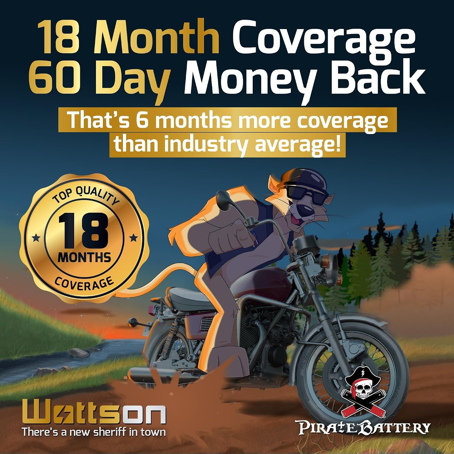 Pirate Battery YTX7A-BS 12V 90 CCA AGM – Maintenance-Free 6 Ah Battery for ATV,