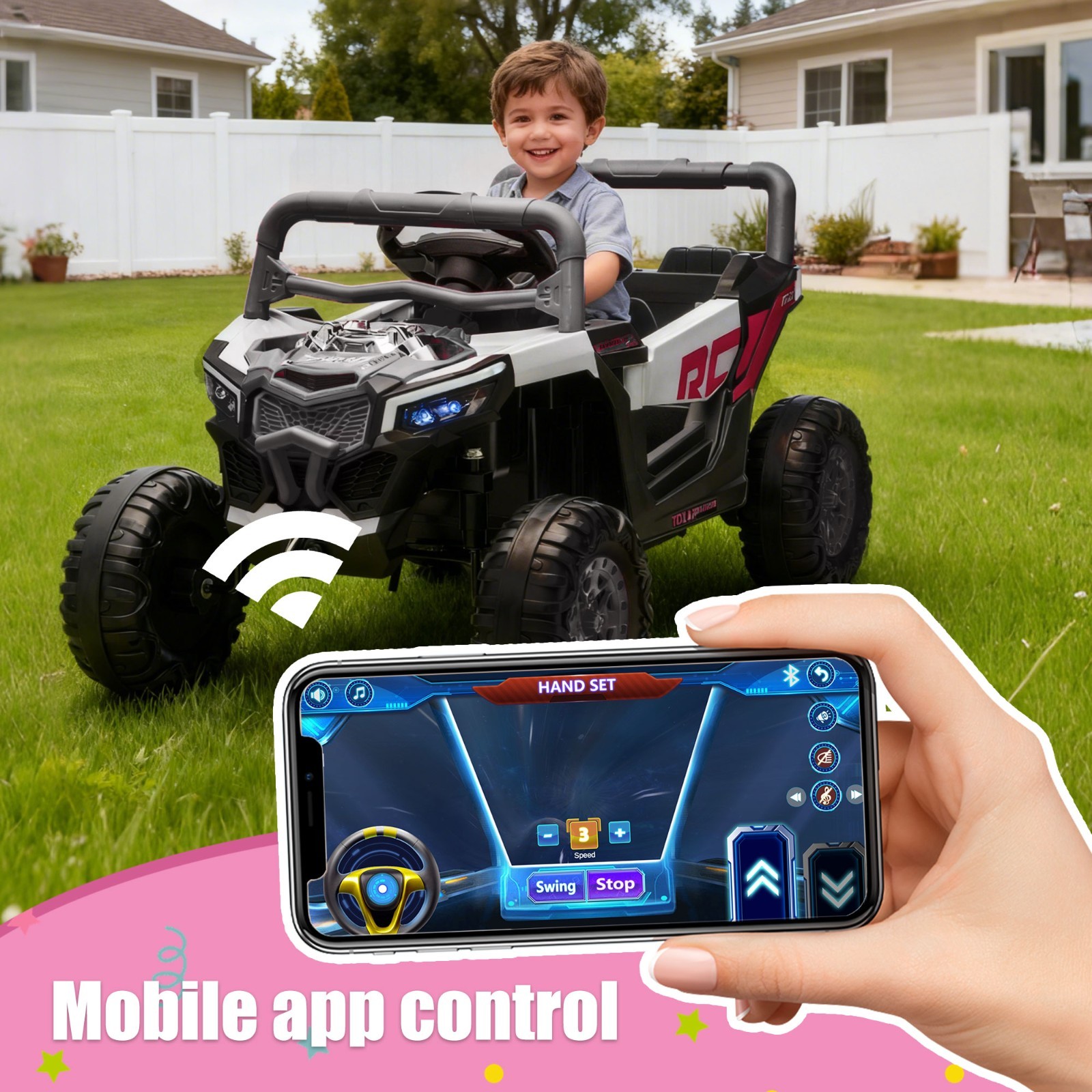 12V Kids Ride on UTV Electric Power Wheels Toy Off-Road Car W/ Remote LED, BlacK
