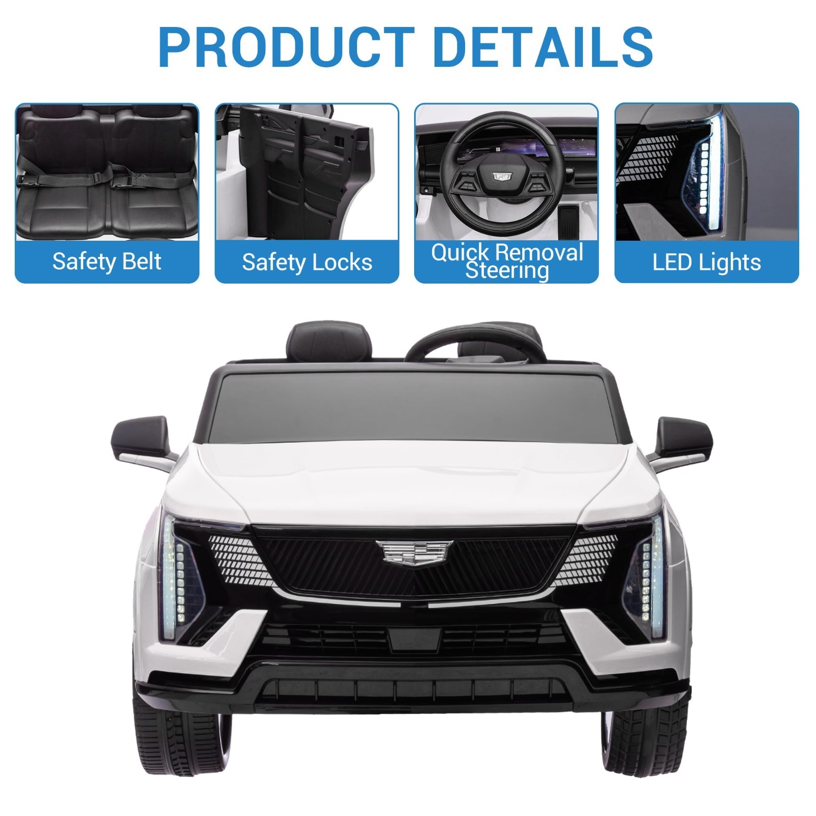 2 Seaters 24V Ride On Car Licensed Cadillac Battery Powered Music For Boys Girls