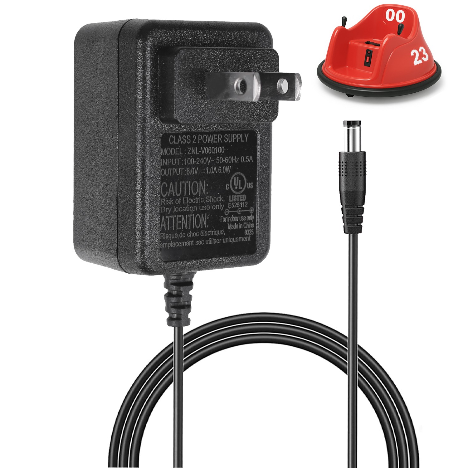6V charger for Kids Bumper Car Adapter, 6V Battery Charger for Kids Ride On Car