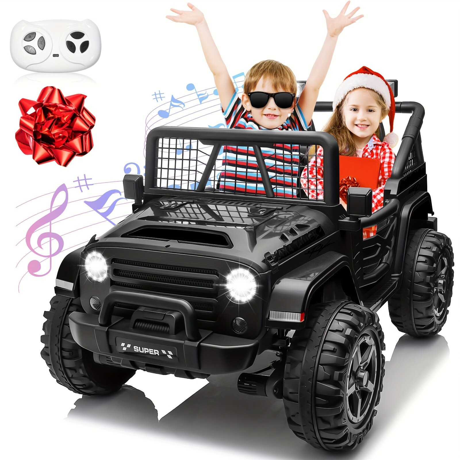 24V 2-Seater Ride On Car Kids Electric Jeep 4WD w/Remote, Black – FAST SHIP