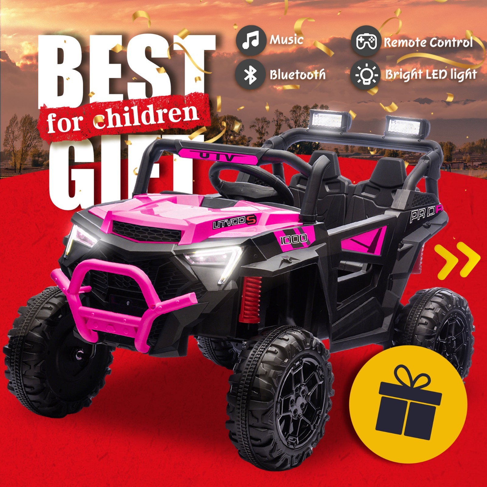 24V 400W Electric Ride on UTV Car Toys Power Wheels for Kids with Remote Pink