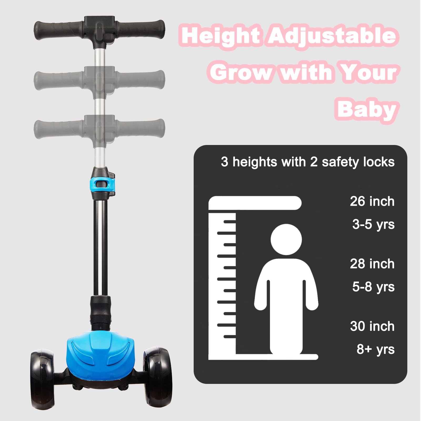 3 Wheel Electric Scooter for Kids Ages 3-8, LCD Display, Colorful Lights, Rel…