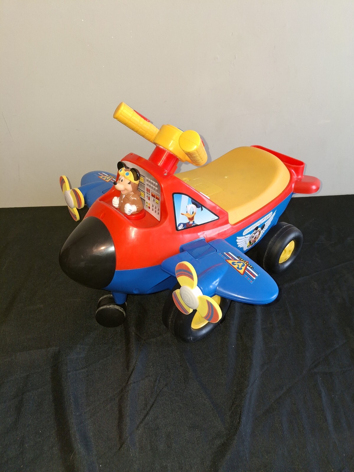 Kiddieland Disney Lights & Sounds Activity Ride-On Mickey Mouse Plane-No Handle