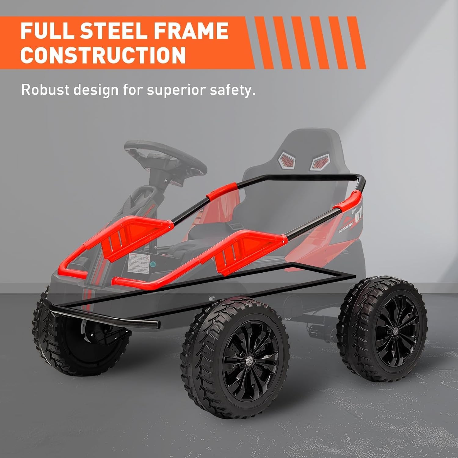 24V Kids 4×4 Ride On ATV, 200W Electric Car with Wide 16in Seat, shocks & Music