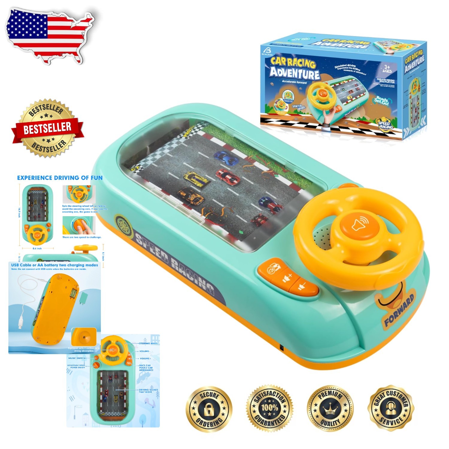 Educational Steering Wheel Toy | Toddler Traffic Sense & Hand-Eye Coordination