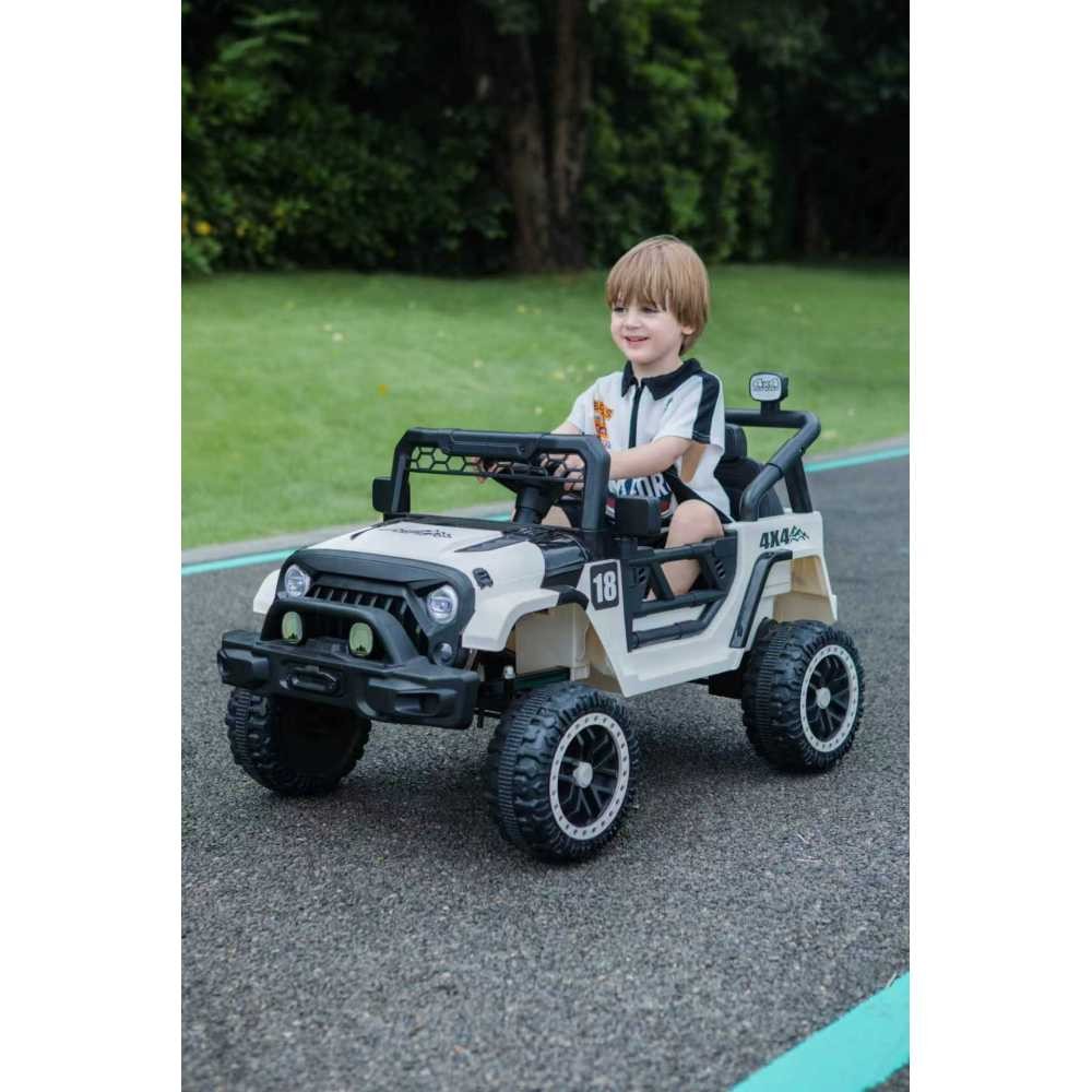 12V Toddler Electric Ride On Car White Green, Remote Control Spring Suspension