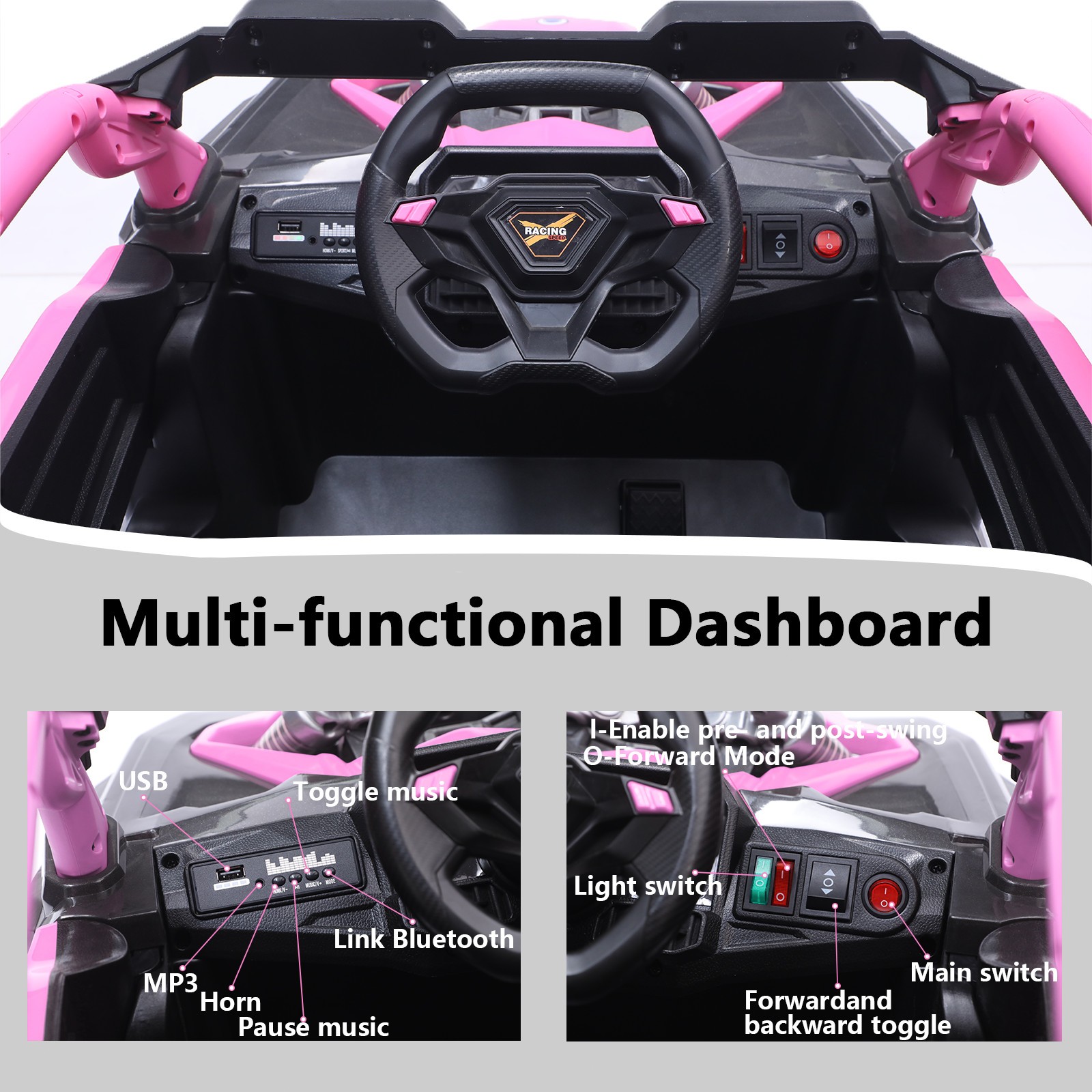 2 Seaters Ride on UTV 24V 400W Kids Electric Car Truck with Remote Music Light