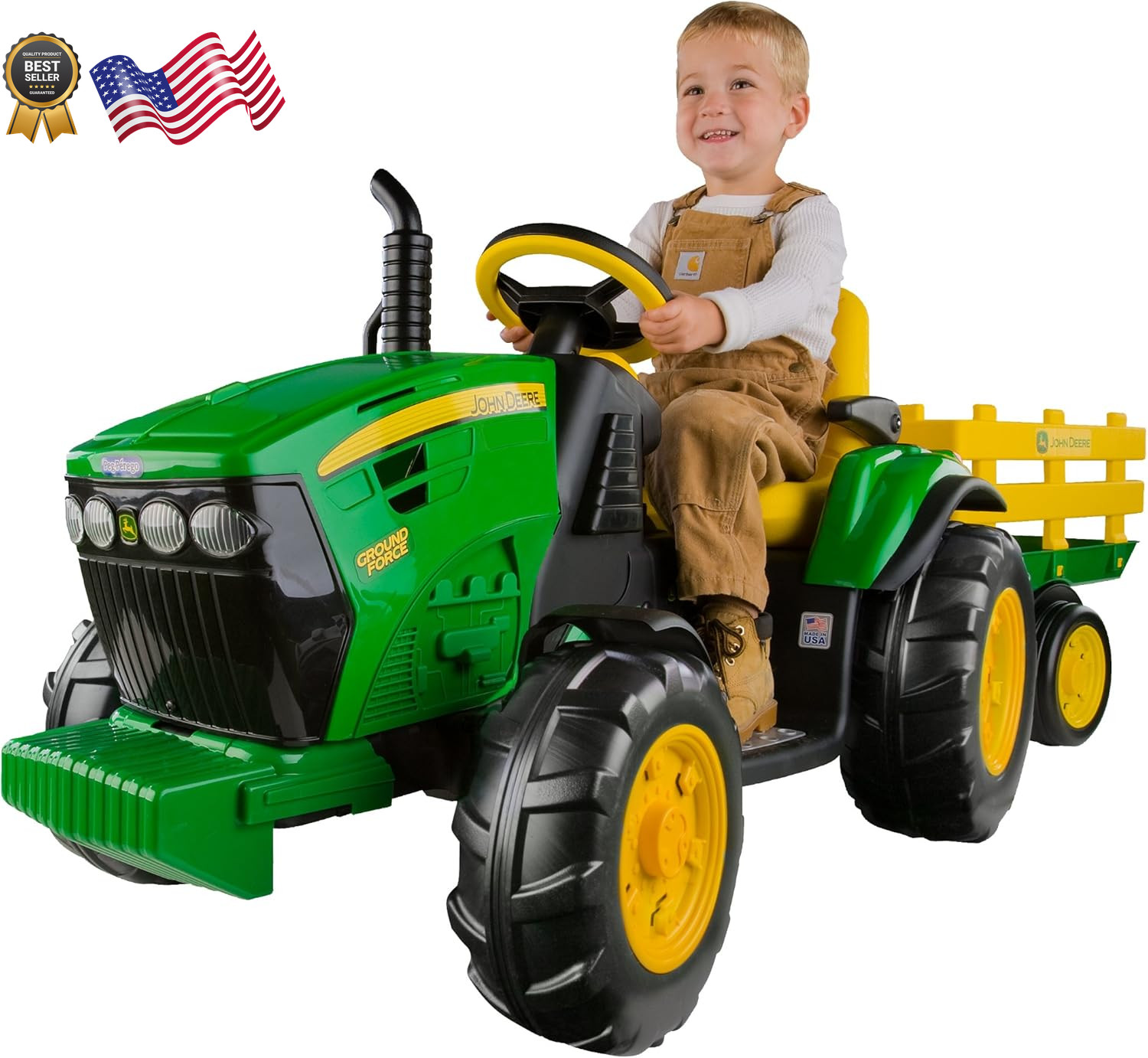 Peg Perego John Deere12 Volt Multi-Speed Ride on Ground Force Tractor & Trailer