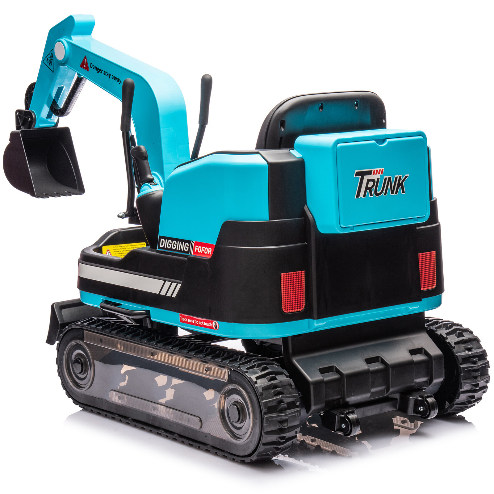JOYLDIAS Blue 360° 12V Battery Kids Ride On Excavator & Bulldozer w/MP3,Remote