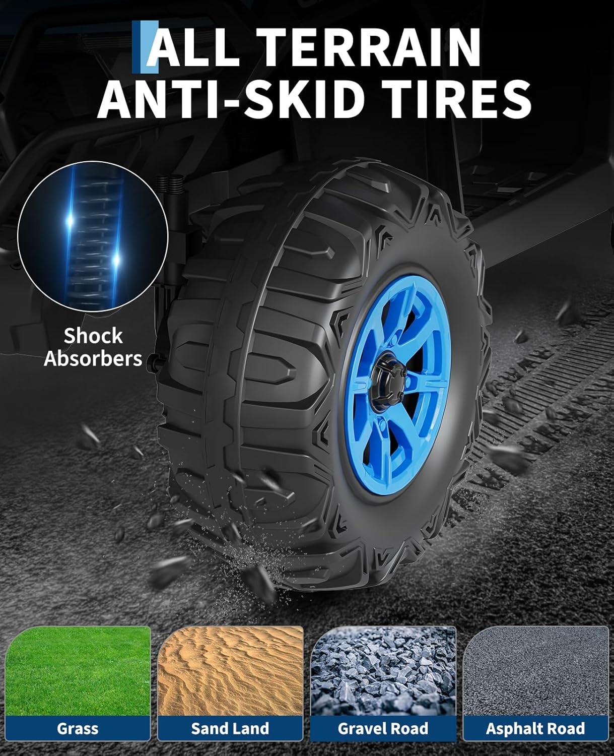 12V Kids 4 Wheeler ATV Quad Car Off-road Ride on Toy w/ LED MP3 2X35W Motor Blue