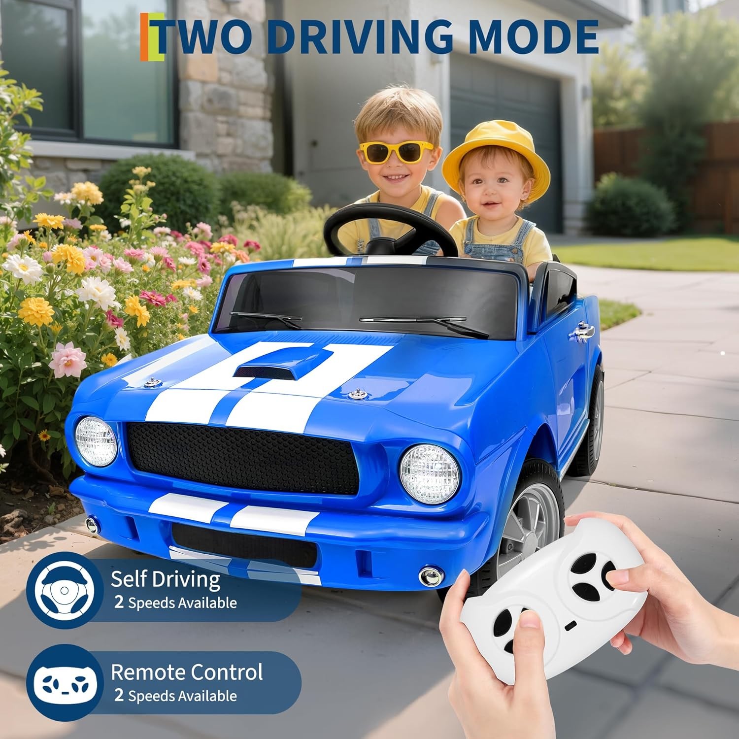 Kids Electric 24/12V Wheeler Car Ride on Toy Licensed Shelby GT350 w/ Remote Toy