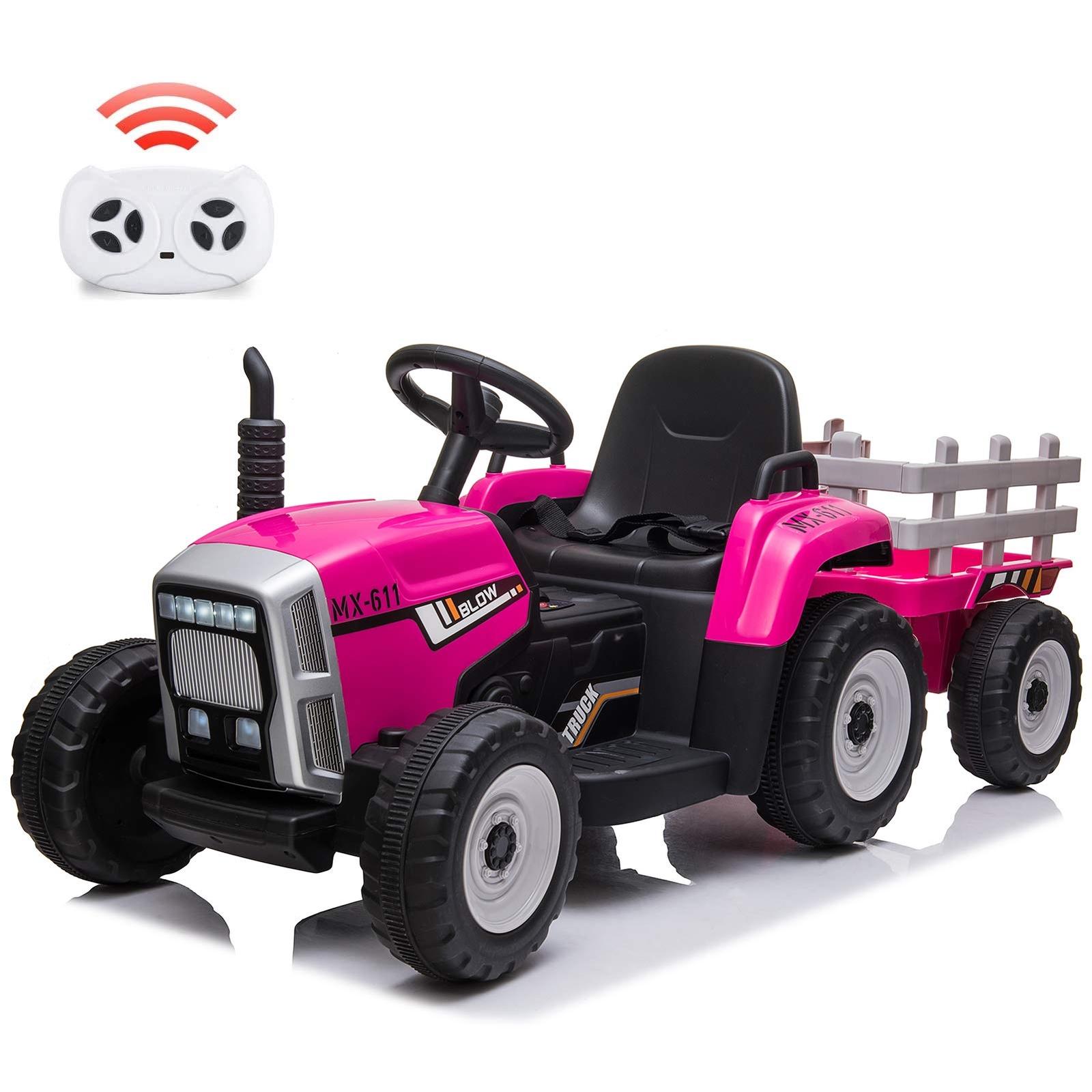 Kids Battery Powered Electric Tractor With Trailer Toddler Ride Remote Control