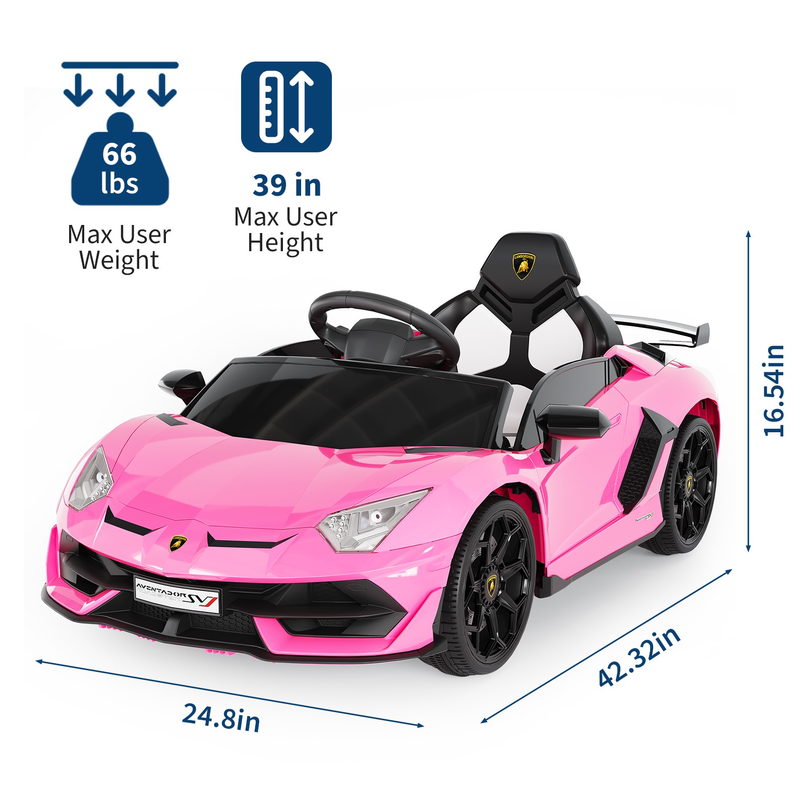 12V Kids Electric Car with Remote Control, Ride-On Toy for Boys & Girls – Pink