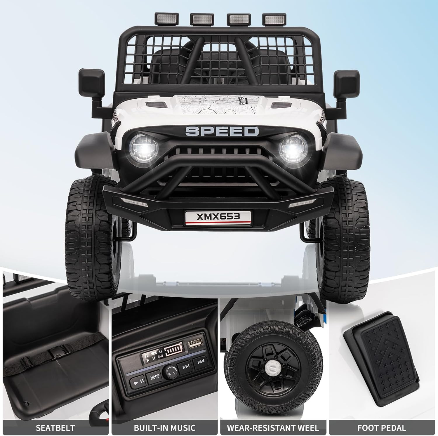 12V Kids Ride on Car Truck, Kids Electric Vehicles Car Ride on Toy Extra Wide Se
