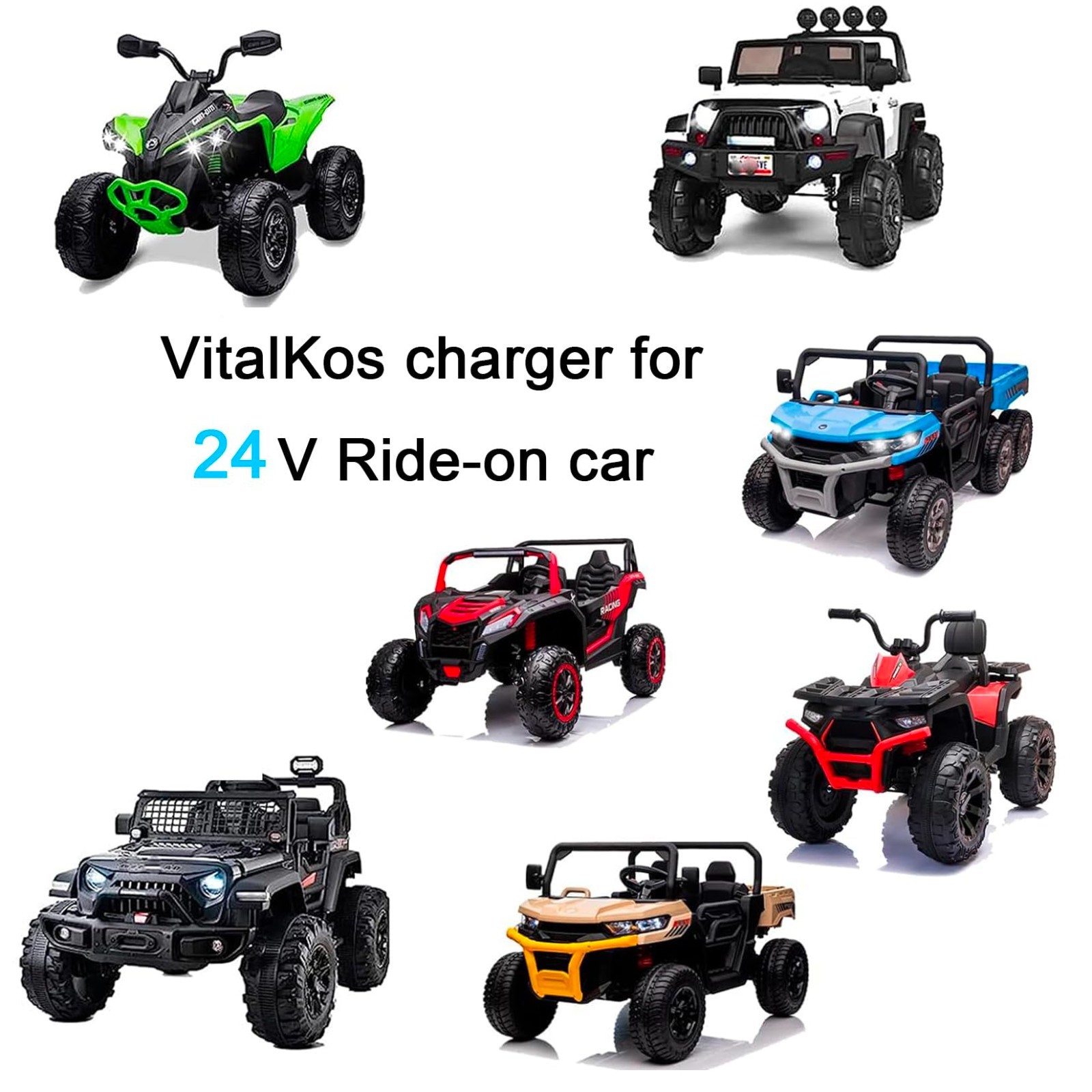 24V Battery Charger for Kids Ride-On Toys, 28.8V 0.8A Fast Charger for Electric