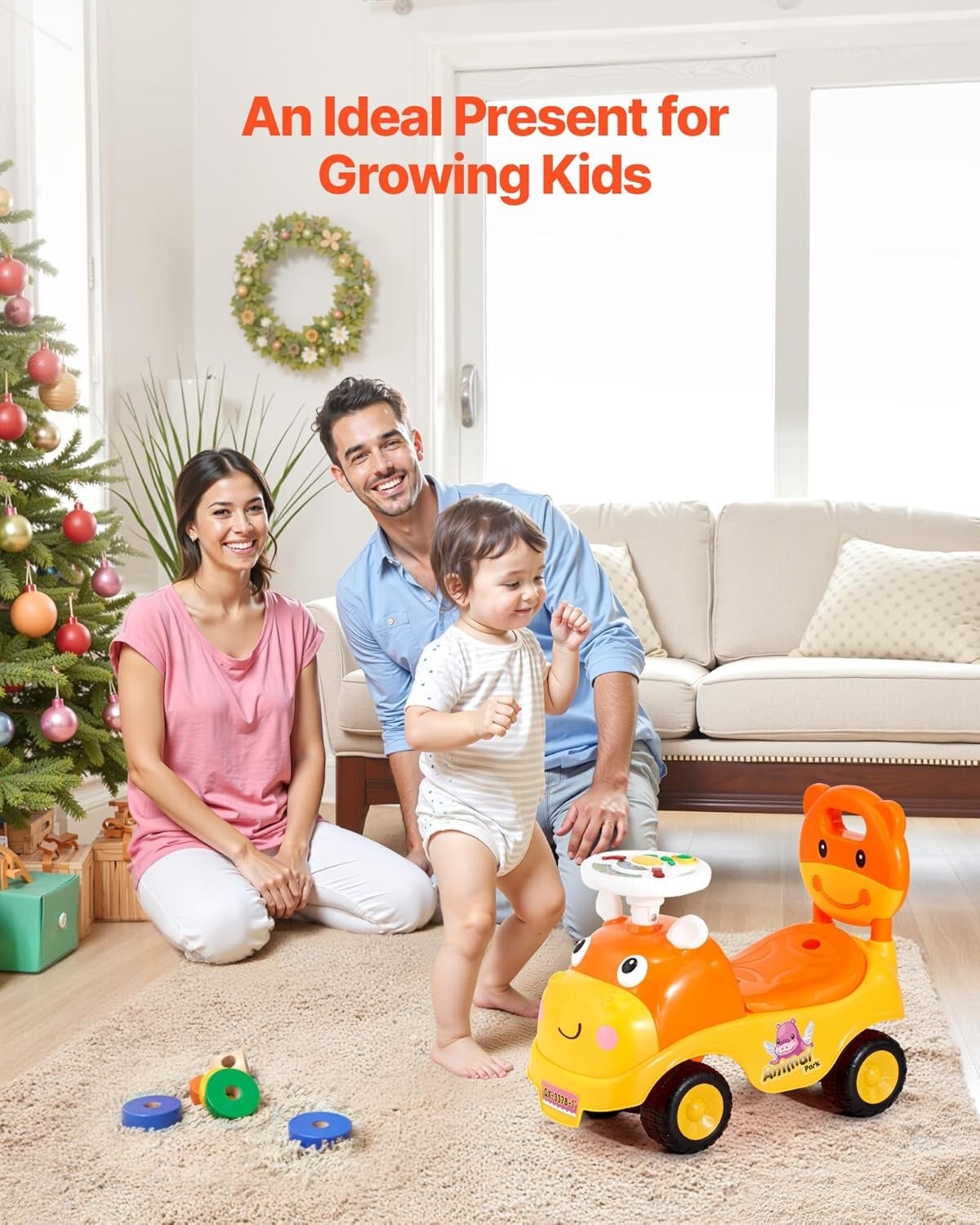 Lightweight Toddler Ride On Toy: Fun Push Car with Music for 19-36 Kids