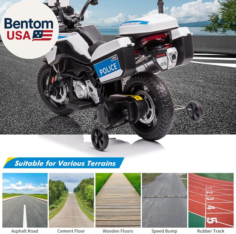 12V 7AH Kids Motorcycle, Licensed BMW Ride on Police Motorcycle for Kids with Hi