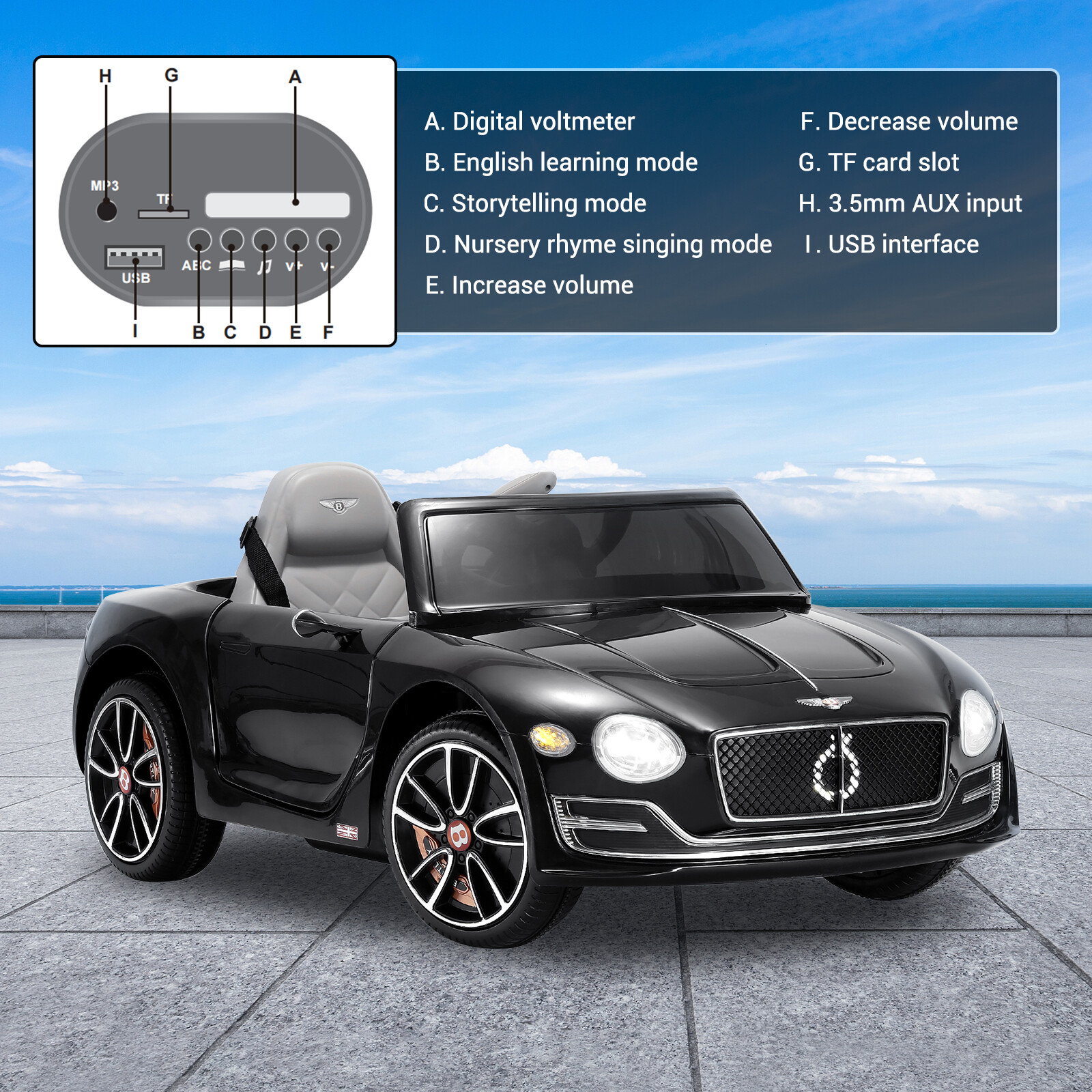 12V Kids Electric Ride on Car Licensed Bentley Style w/Remote Control LED Toys