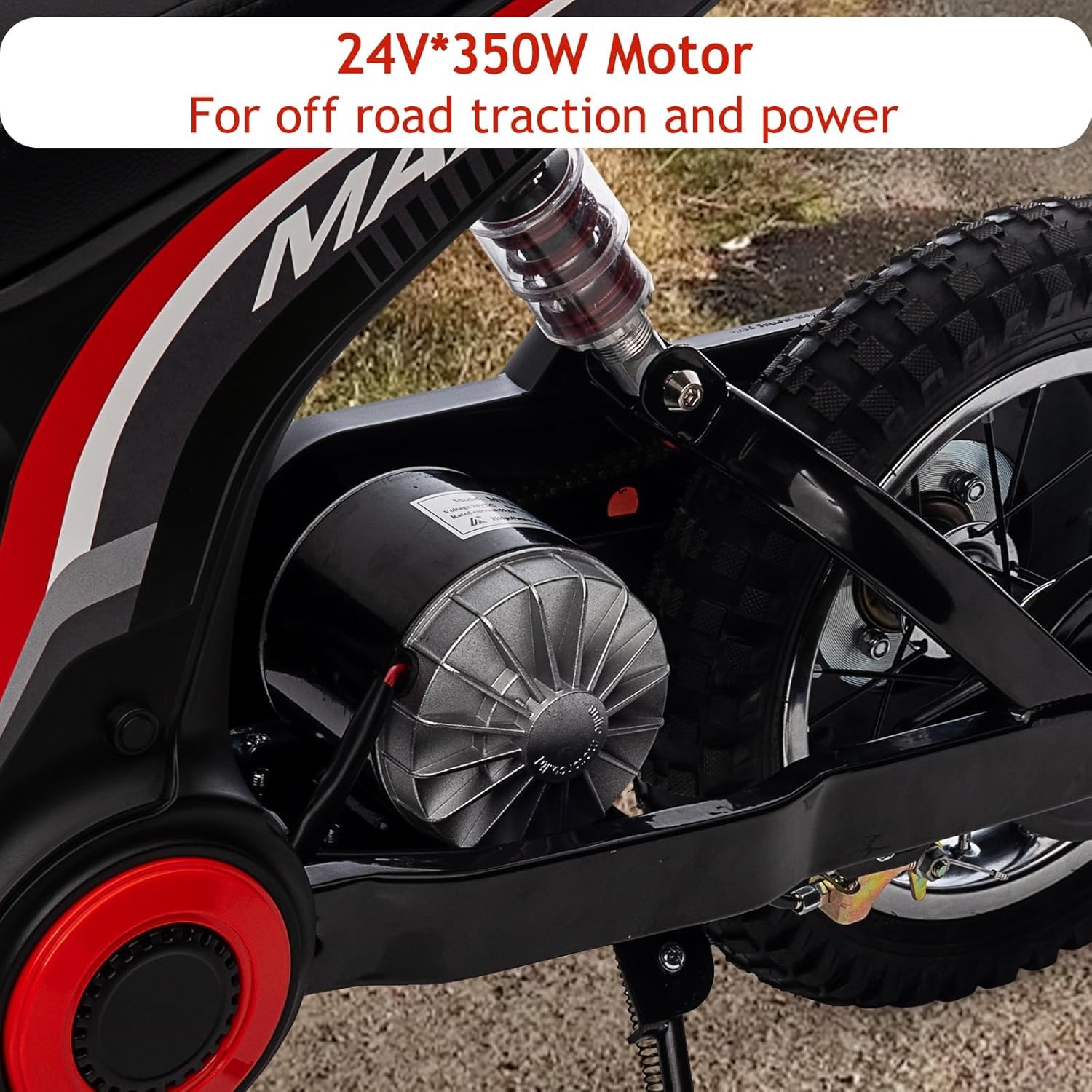 ✨24v Kids Electric Dirt Bike, 350 w Off-Road Motocross Bike with Shockproof Susp
