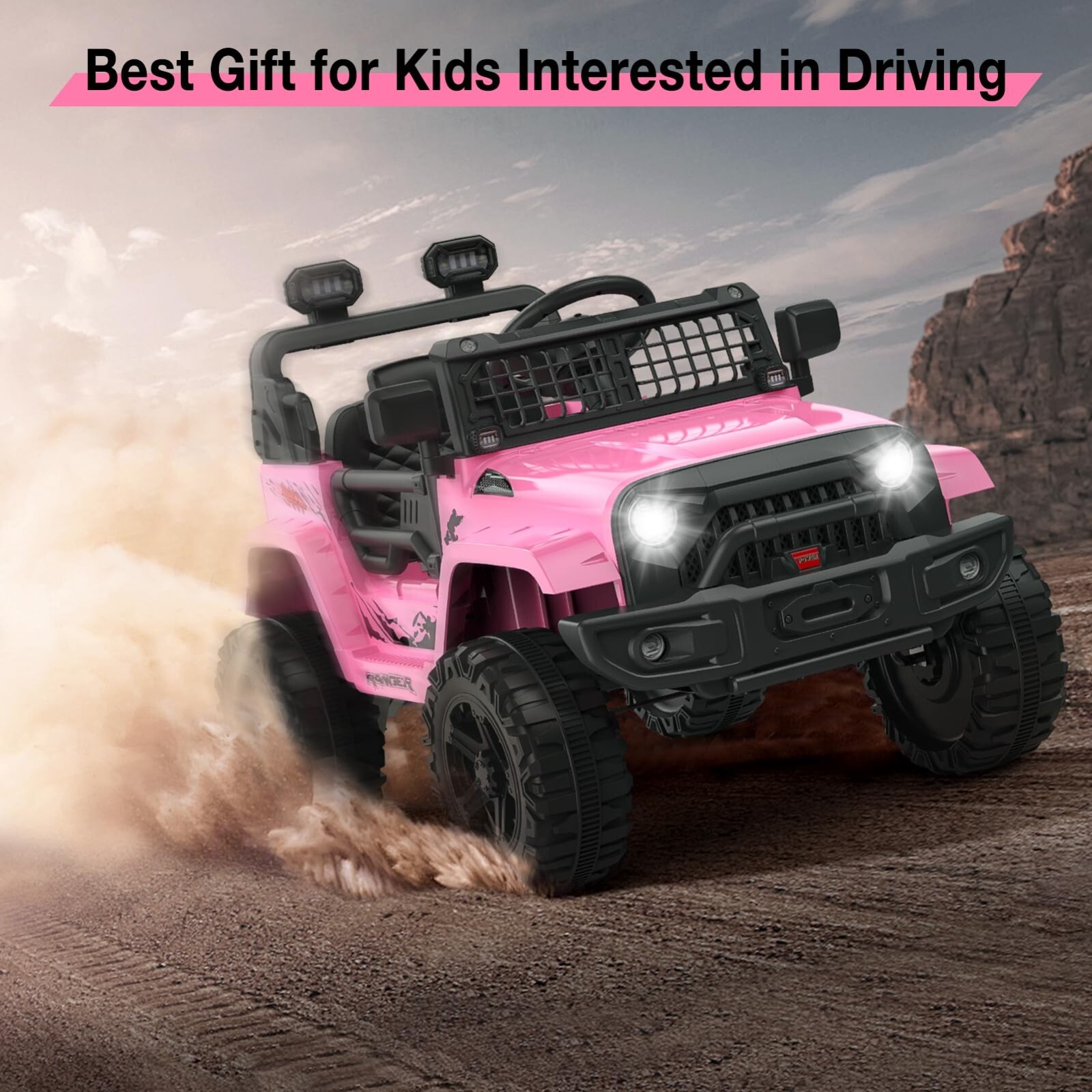 Ride-on Truck Car 12V Kids Power Wheels Vehicle with Remote Control &LED Light