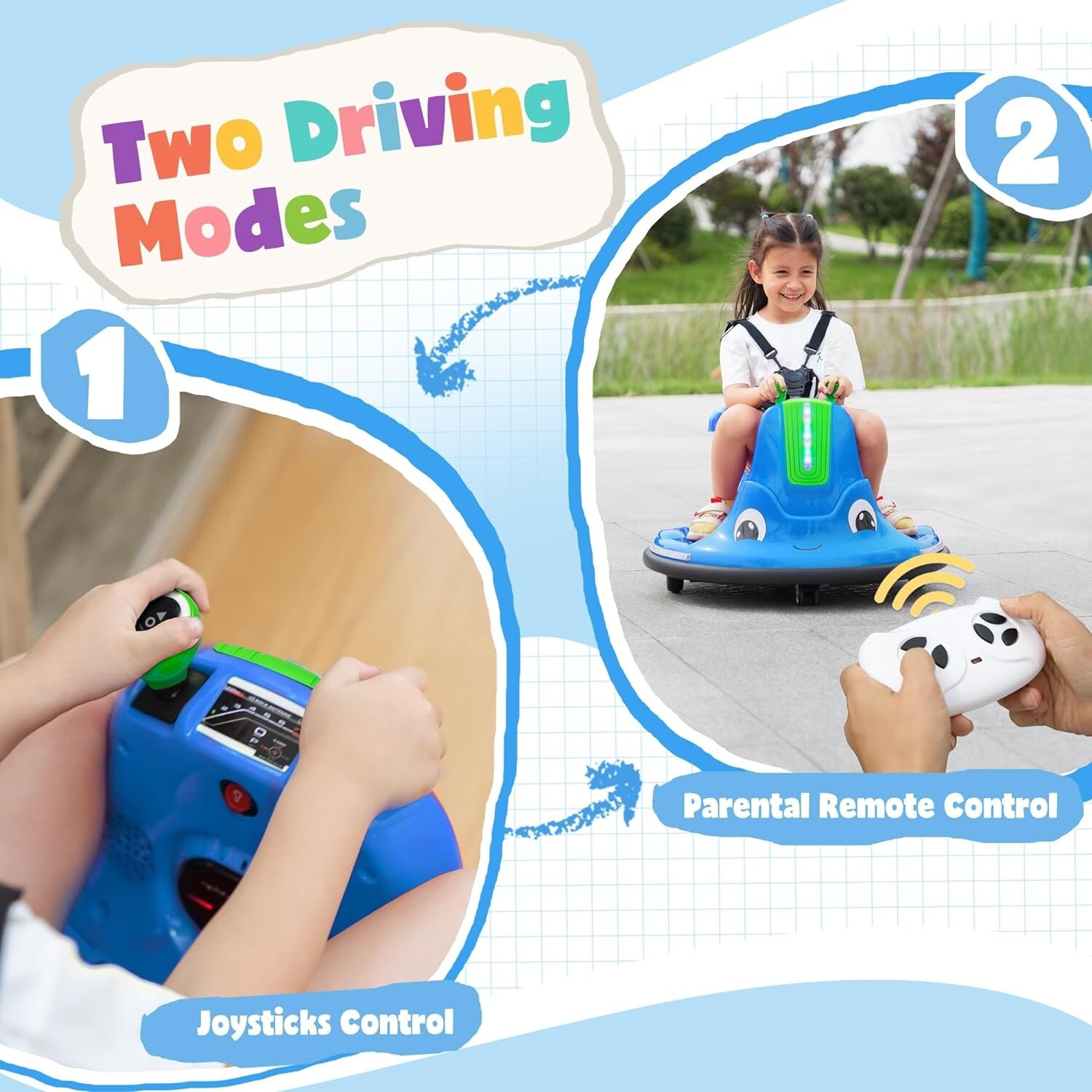 TOBBI 360° Spinning Ride on Bumper Car Electric Vehicle w/Remote Control Spin