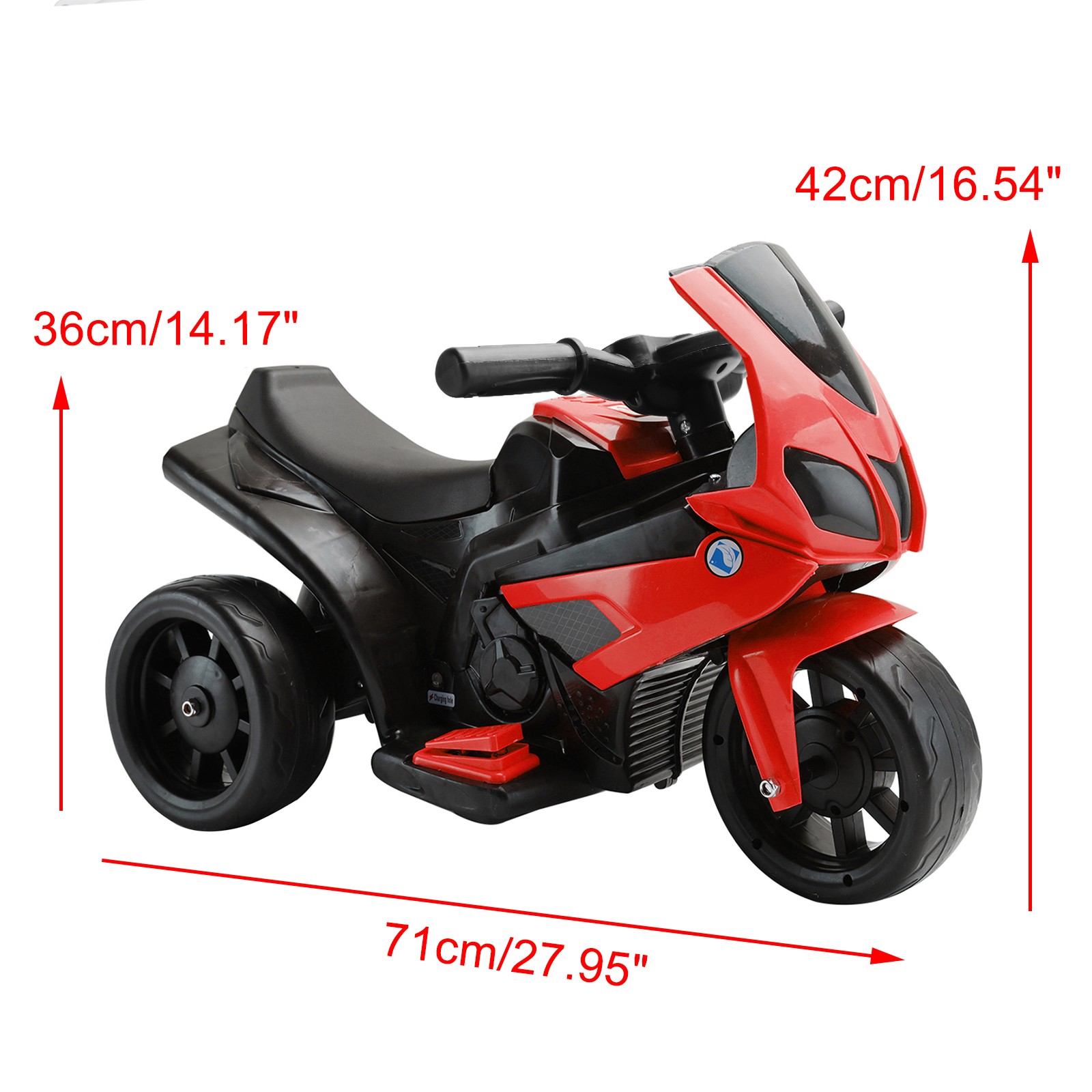 3Wheel 6V Kid Ride On Motorcycle Electric Toy W/ Remote Control LED Light Red
