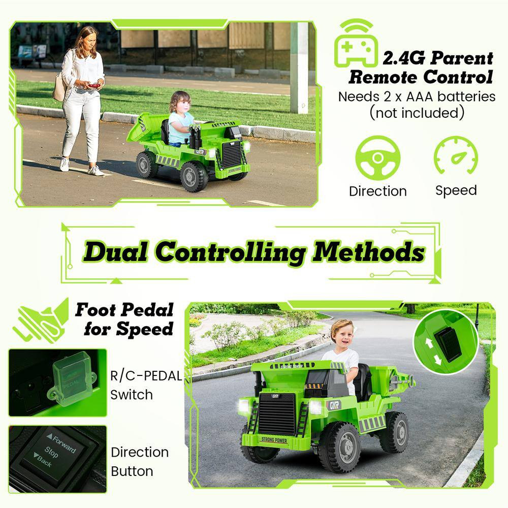 Kids Ride on Dump Truck 12-Volt Ride on Car with Electric Dump Bed 2.4G Remote C