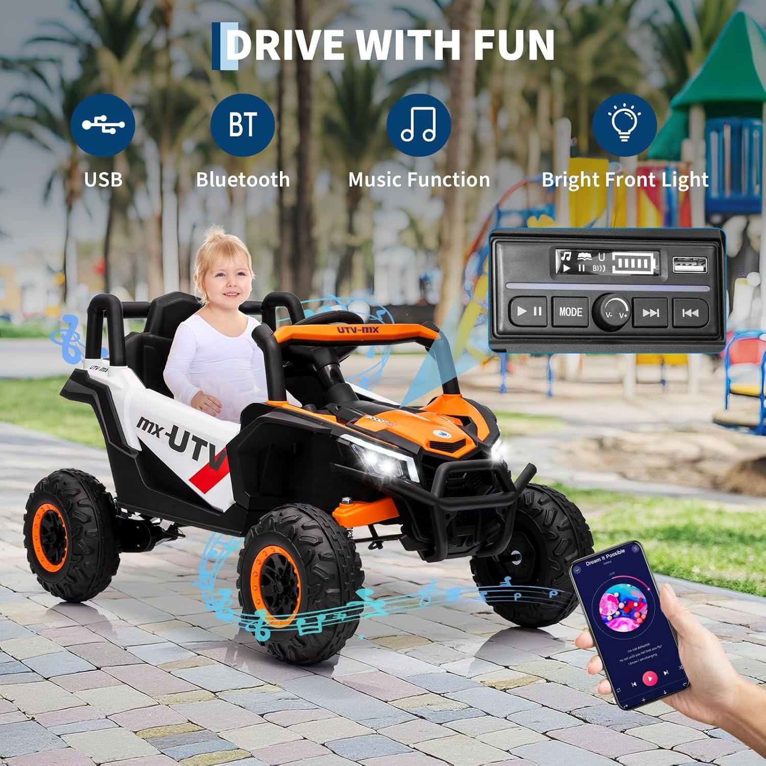 12V Kids Ride On Car UTV Truck Remote Control 4WD/2WD Electric Vehicle w/ Music