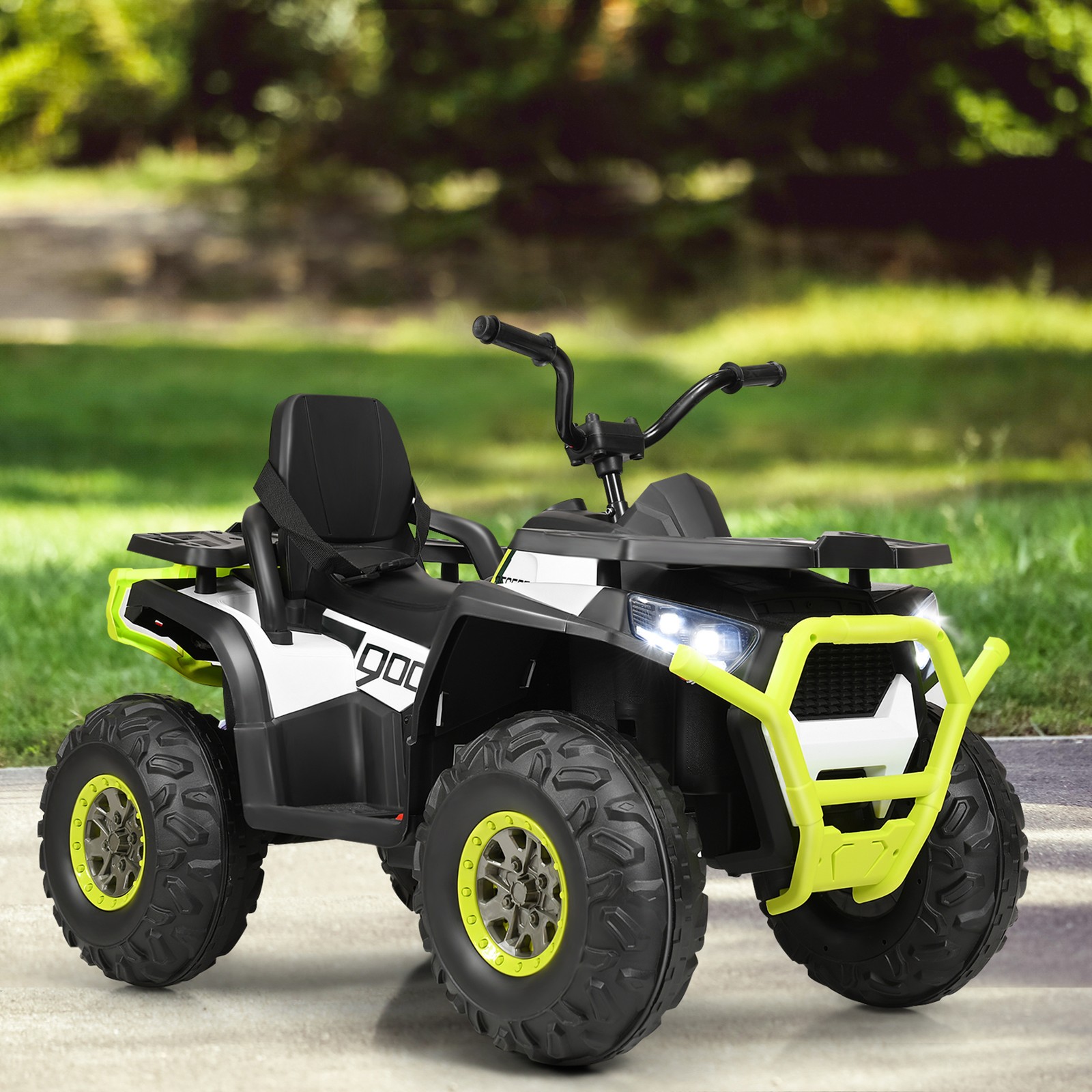 12V Electric Kids Ride On Car ATV 4-Wheeler Quad w/ LED Light White