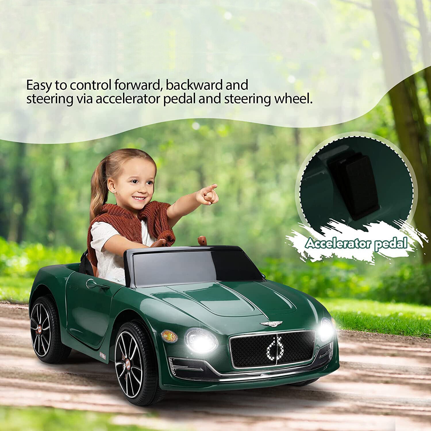 Bentley-Style Licensed Electric Kids Ride-On Car with Remote Control Toy Gift