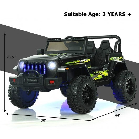 12V Kids Ride-on Jeep Car with 2.4 G Remote Control-Black & Green – Color: Black