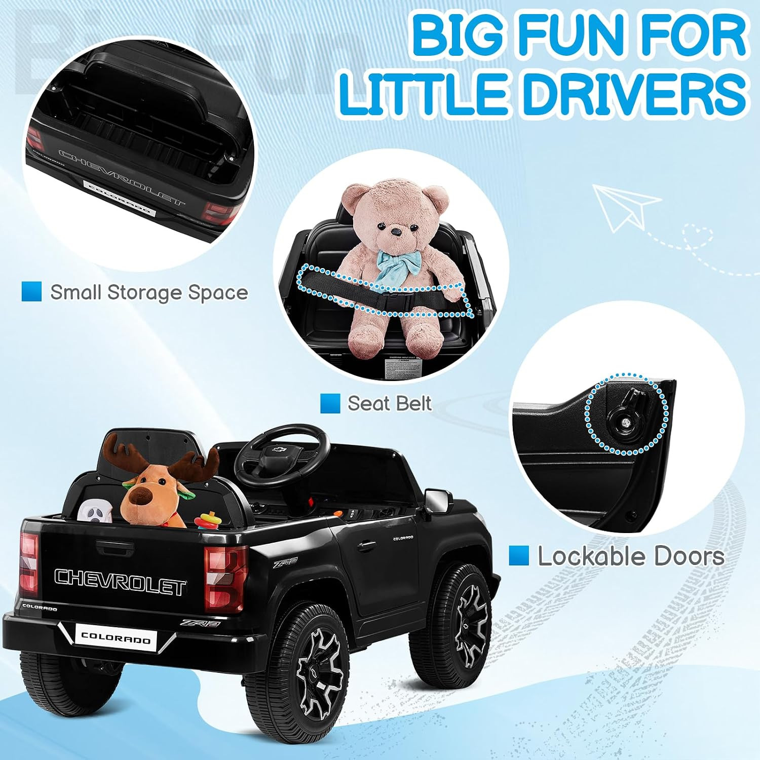 Licensed Chevrolet Colorado Electric Car for Kids, 12V Ride on Toys for Toddlers