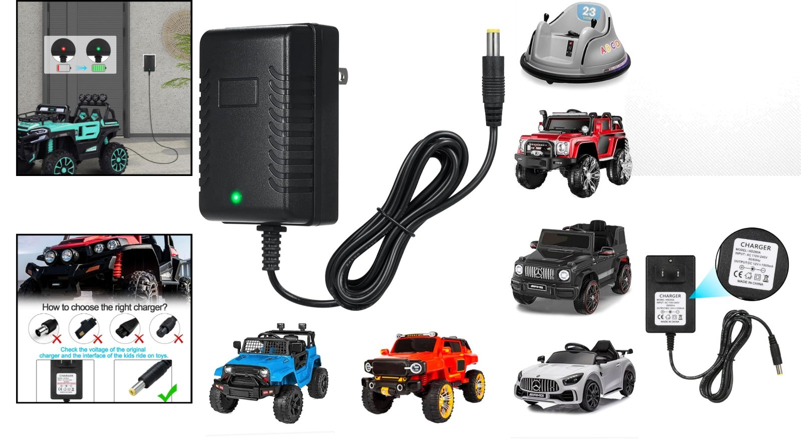 Universal 12V Charger for Kids’ Ride-On Electric Toys – 1- Included
