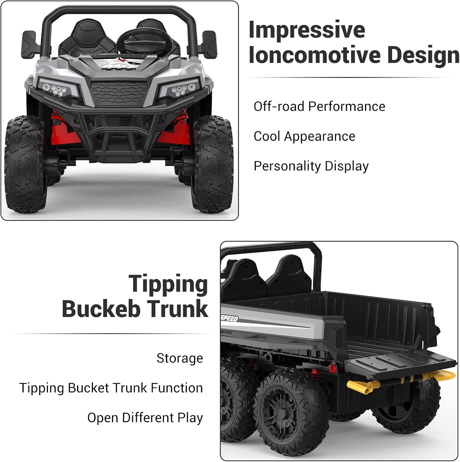 24V 4WD Electric Ride On Dump Truck with Remote Control | 2-Seater Kids