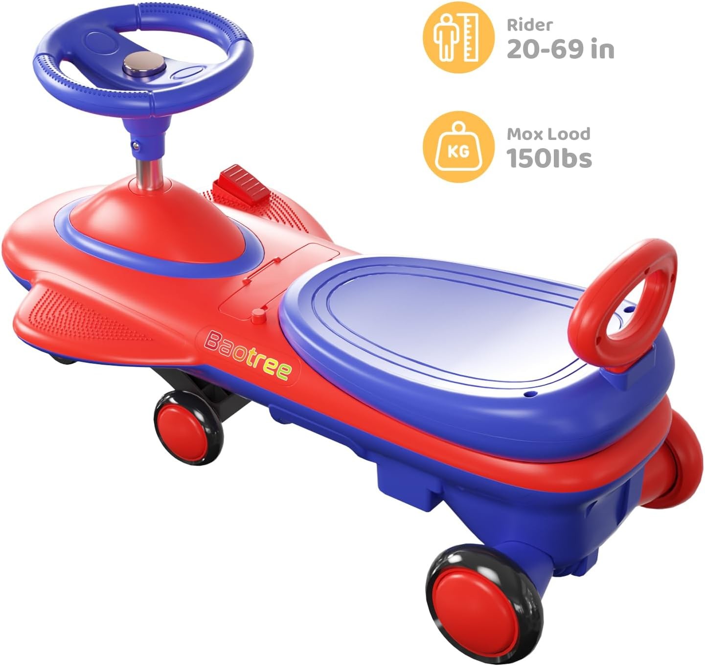 12V Kid Electric Wiggle Car with Pedal Rechargeable Battery LED Lights Swing Car