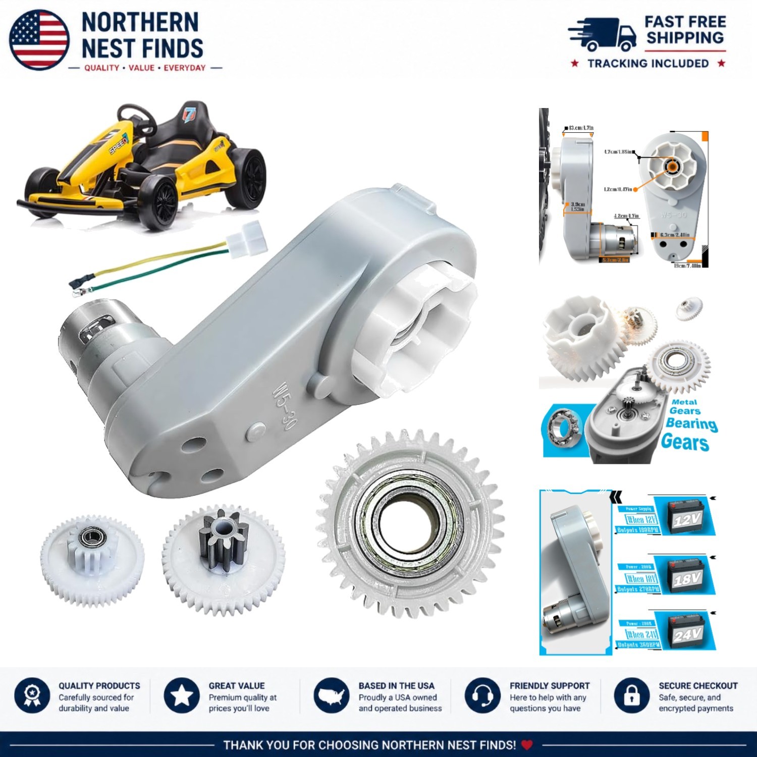 Versatile 24V RS775 Gearbox Motor for Power Wheels with High Speed Output