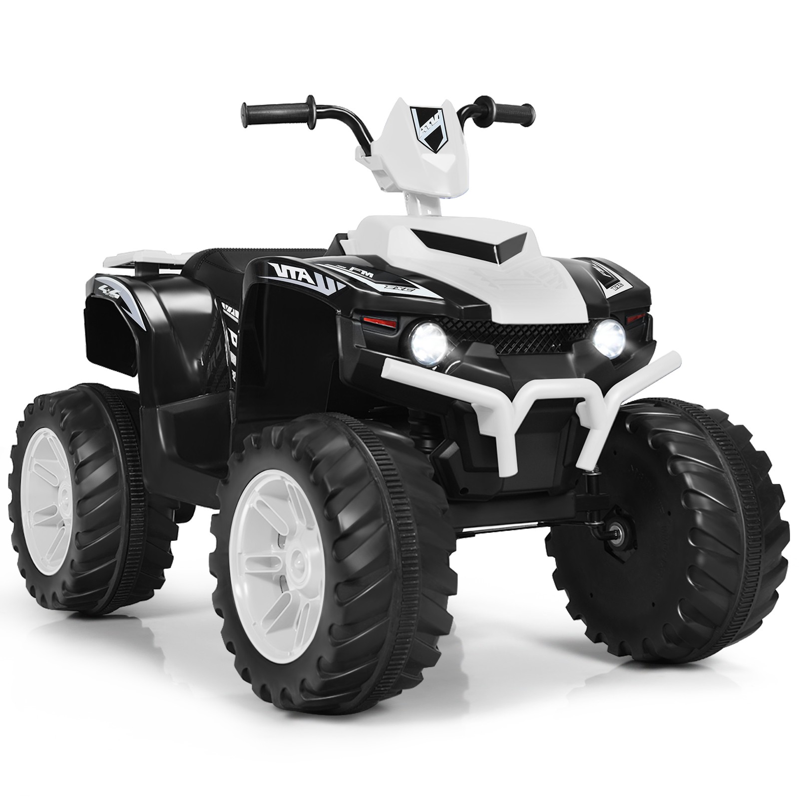 Costway 12V Kids 4-Wheeler ATV Quad Ride On Car w/ LED Light & Music White