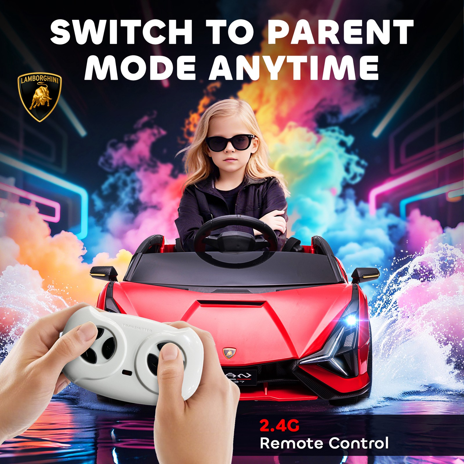 12V Lamborghini SIAN Licensed Electric Car for kids, Black