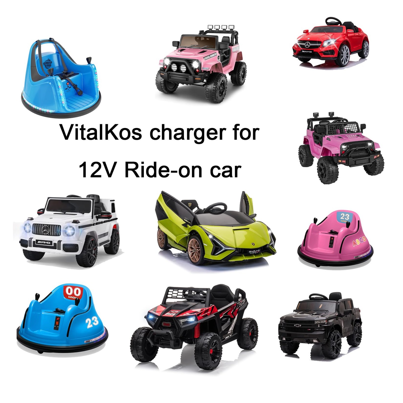12V Battery Charger for Kids Ride on Toys, Choice Products Wrangler SUV Kid Trax