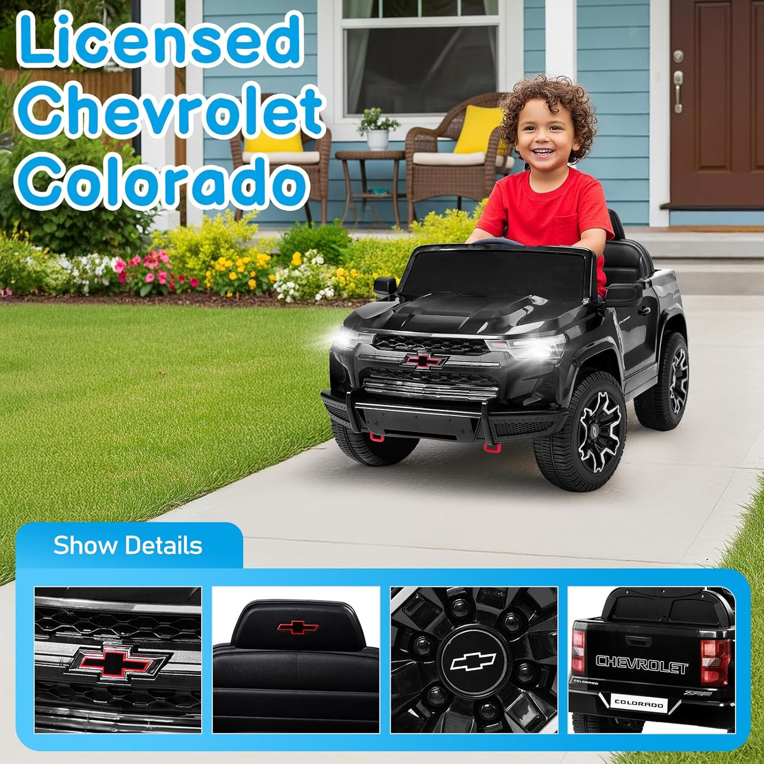 Licensed Chevrolet Colorado Electric Car for Kids, 12V Ride on Toys for Toddlers