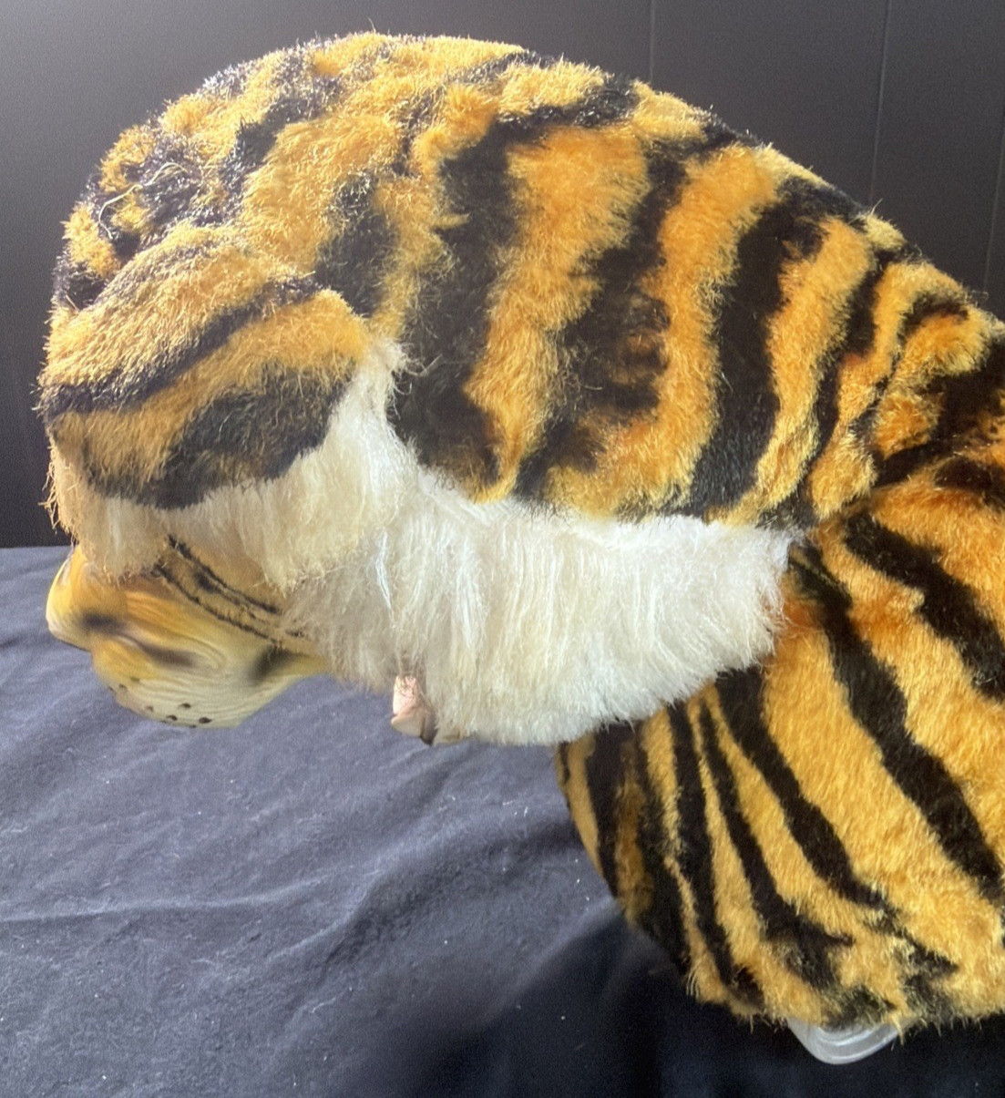 Rare Vintage Tiger Ride On Kids Toy On Wheels Green Eyes Neck Needs Work