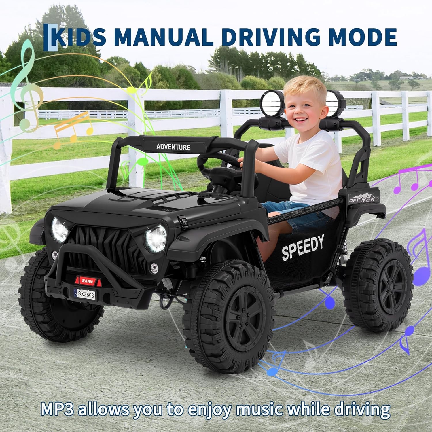 2-Seater 24V Ride on Car with Remote, 4WD Kids UTV Off-Road Truck Age 4-8