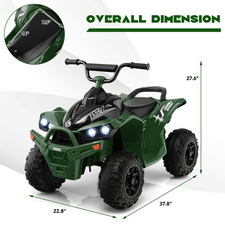 12V Rechargeable Battery Kids Ride On ATV w/High/Low Speed and Comfortable Seat
