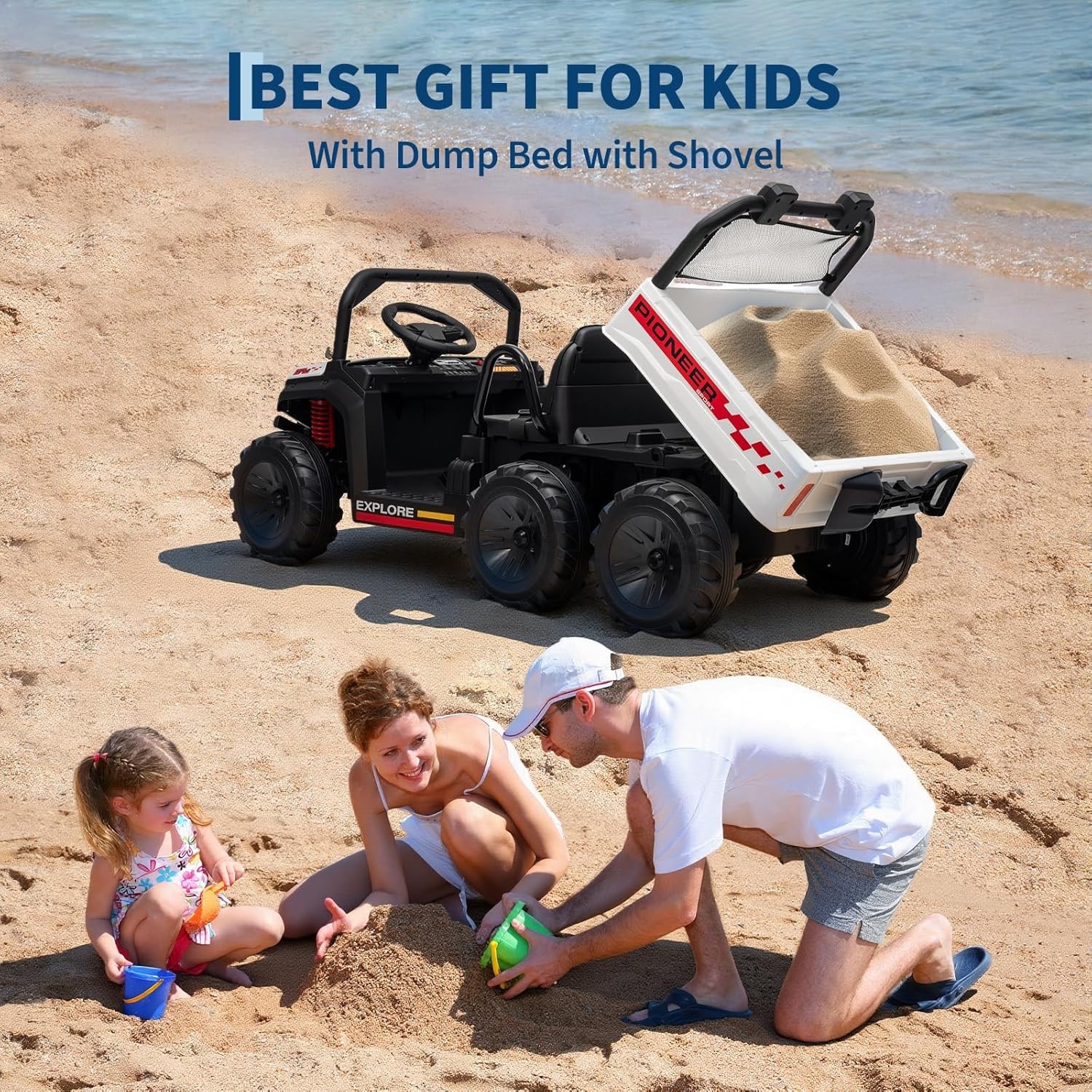 24V 4WD Kids Ride-on Dump Truck Remote Control 2-Seater with Dump Bed 3 Speed