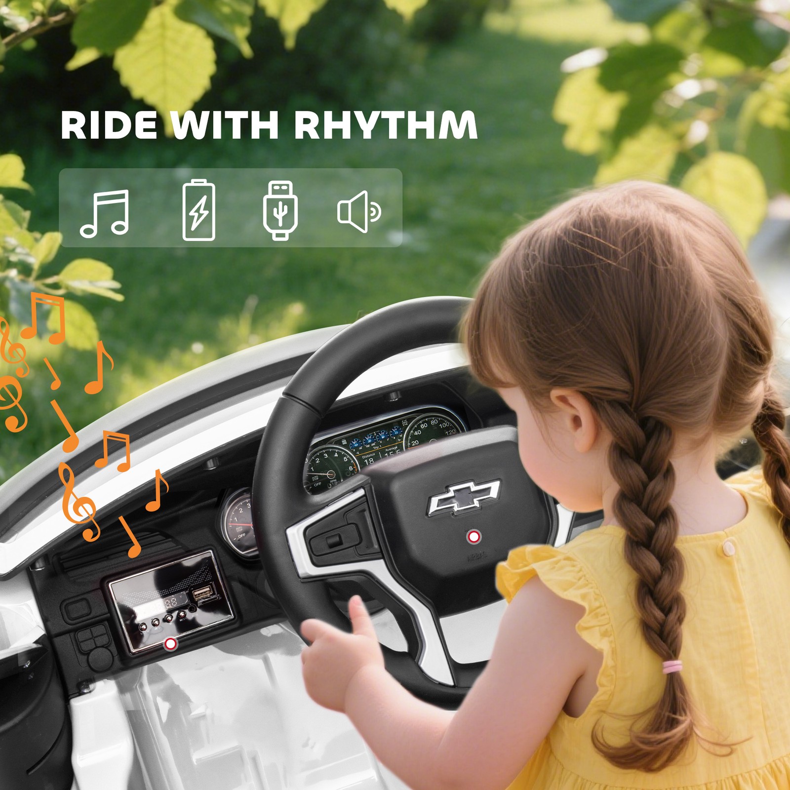 Electric Ride on Car, 12V Kids Ride-on Toy, White