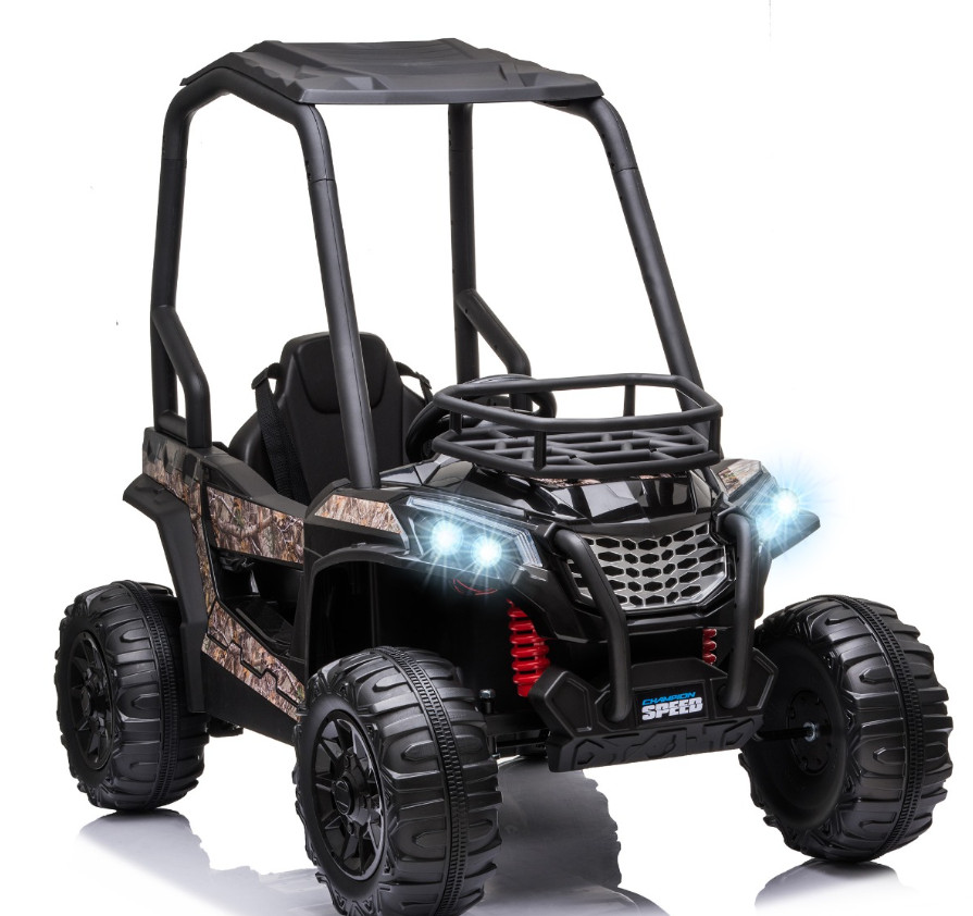 12V Kids Off-Road UTV Electric Ride On Car Black Camouflage High Roof