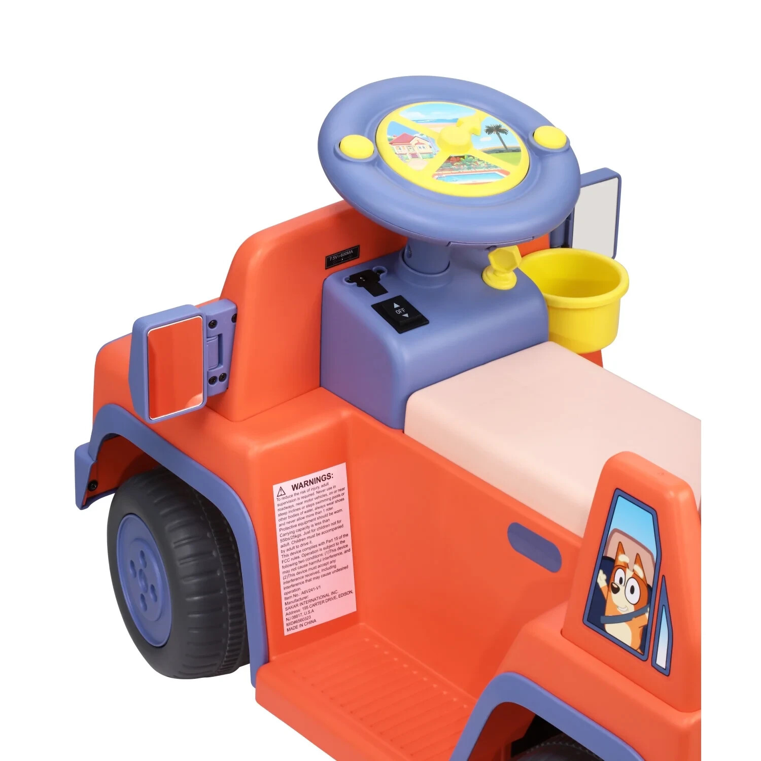 Bluey Bingo Ride On Car 6V Toddlers Interactive Electric Car for Kids Sounds Toy