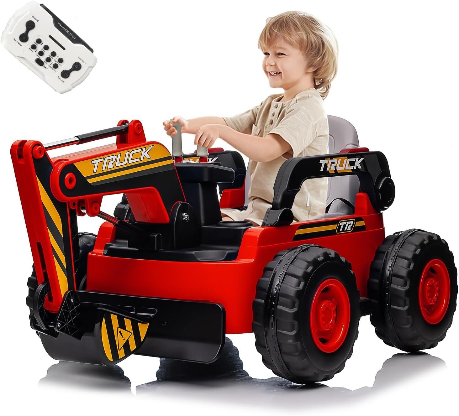 Kids Ride On Excavator 12V 10AH Electric Excavator Toys w/ Remote Control Music